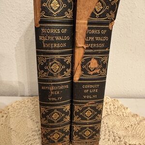 Vintage Emerson Books with Gold Detailing